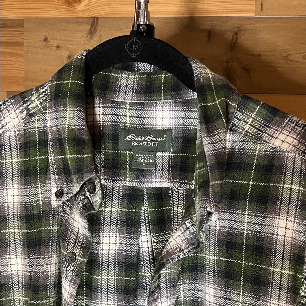 Eddie Bauer Forest Green Checkered Shirt
